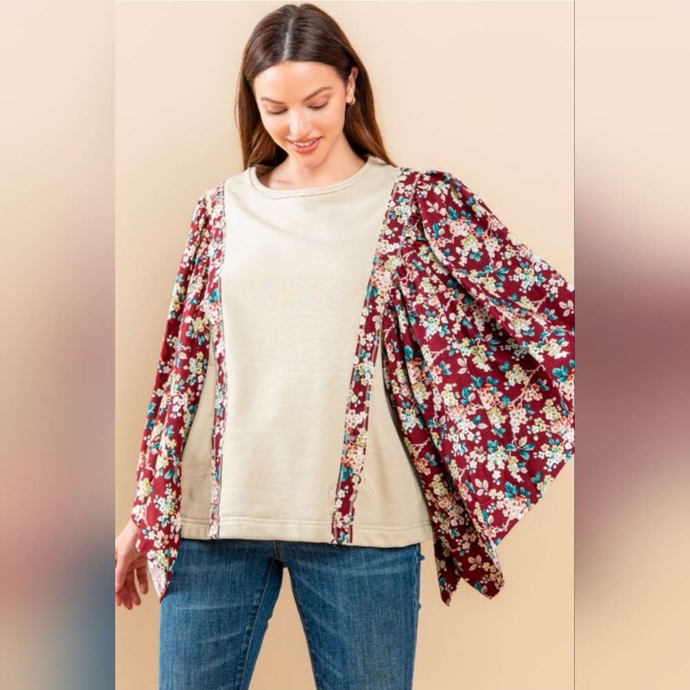 NEW!!! Oddi Floral Flutter Sleeve Blouse, NWT - Picture 5 of 8